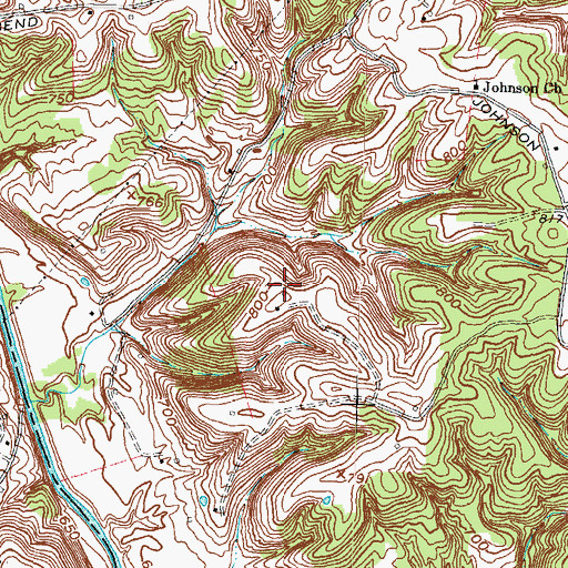 Topographic Map of Johnson Ford, KY