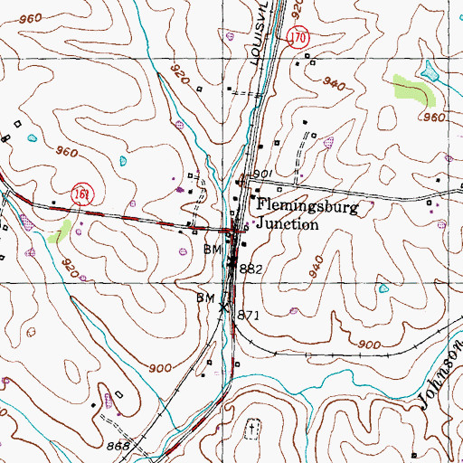 Topographic Map of Johnson Junction Post Office (historical), KY