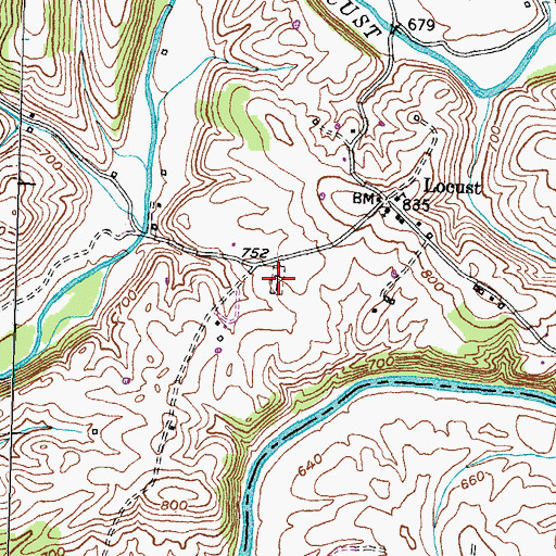 Topographic Map of Locust Graveyard, KY