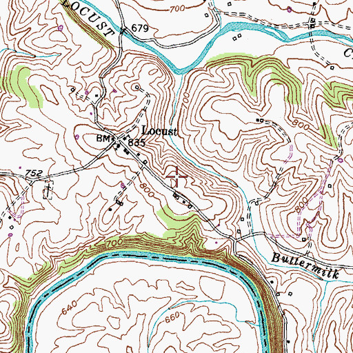 Topographic Map of Locust Graveyard Hill, KY