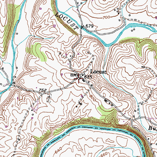 Topographic Map of Locust Methodist Church, KY