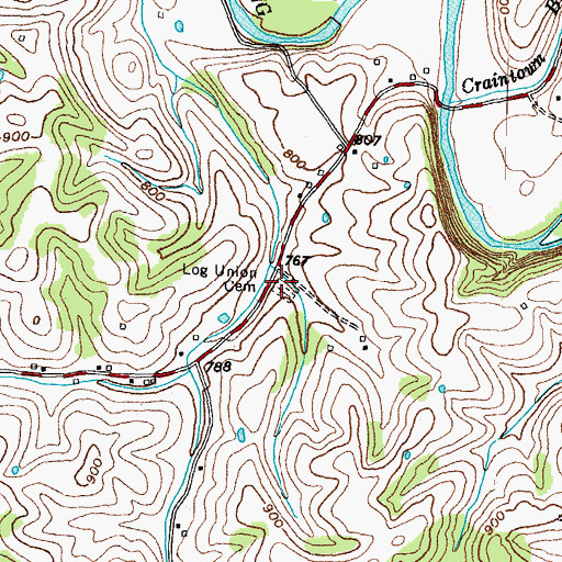 Topographic Map of Log Union Church, KY