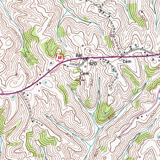 Topographic Map of Mount Pisgah Baptist Church, KY