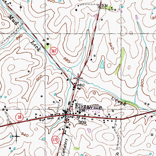 Topographic Map of Mud Lick Bridge, KY