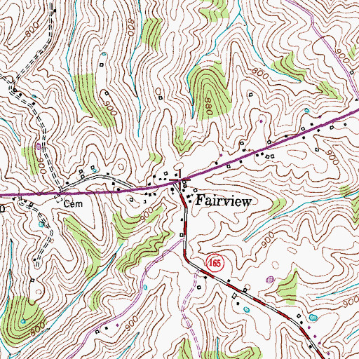 Topographic Map of Oakwood Post Office (historical), KY