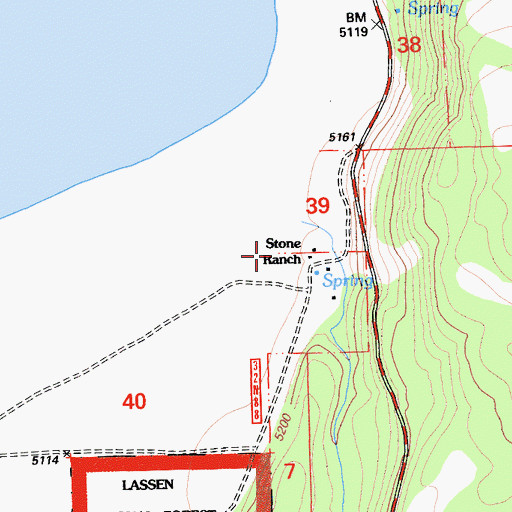 Topographic Map of Stone Ranch, CA