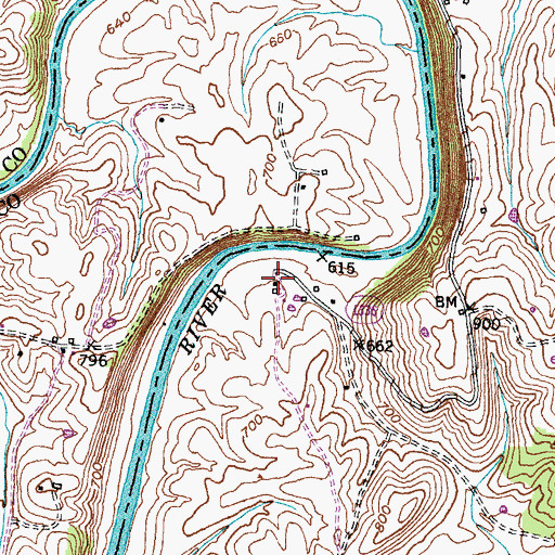 Topographic Map of Pleasant Grove Mills Post Office (historical), KY