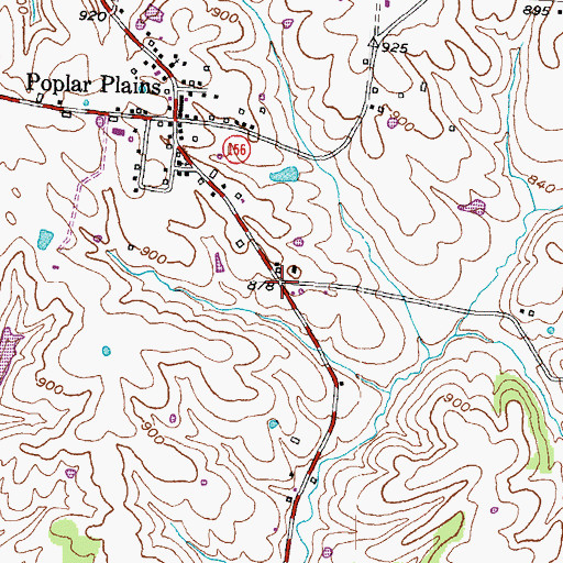 Topographic Map of Poplar Plains Post Office (historical), KY
