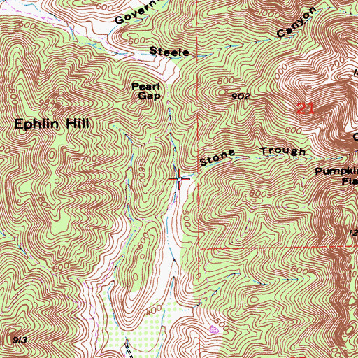 Topographic Map of Stone Trough Canyon, CA