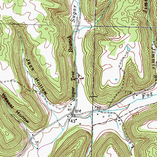 Topographic Map of Sugar Tree Run School (historical), KY