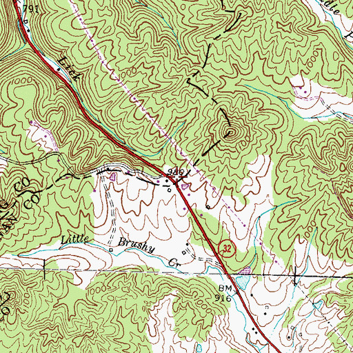 Topographic Map of White Oak Hill Post Office (historical), KY