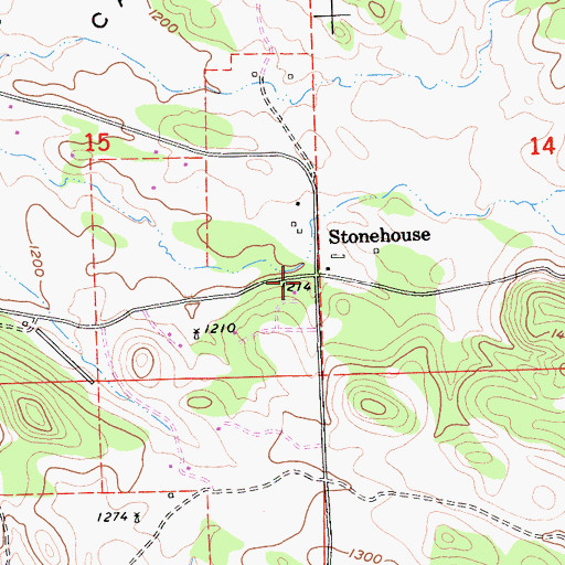 Topographic Map of Stonehouse, CA