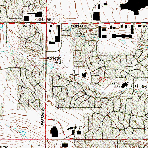 Topographic Map of Lilly Gulch Park, CO