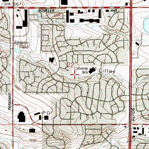 Topographic Map of Cheif Colorow Park, CO
