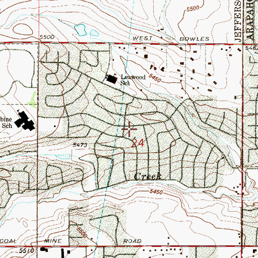 Topographic Map of Leawood, CO