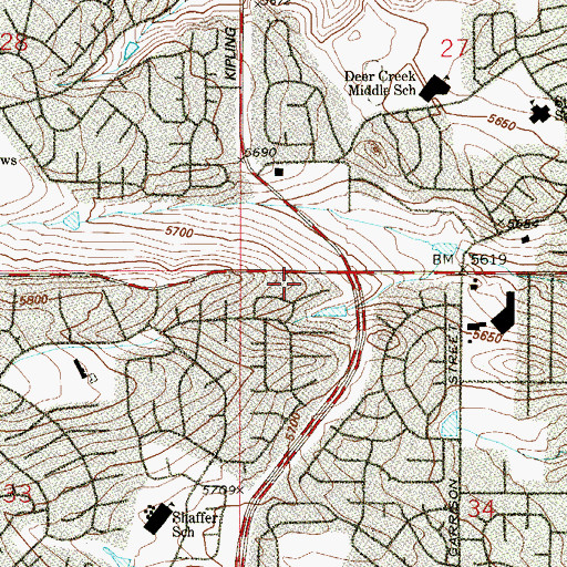 Topographic Map of Williamsburg Park, CO