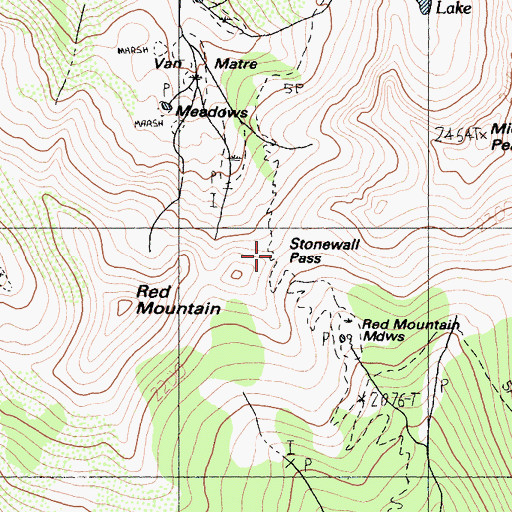 Topographic Map of Stonewall Pass, CA