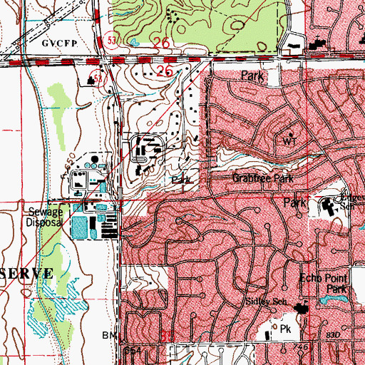 Topographic Map of Boundary Hill Park, IL