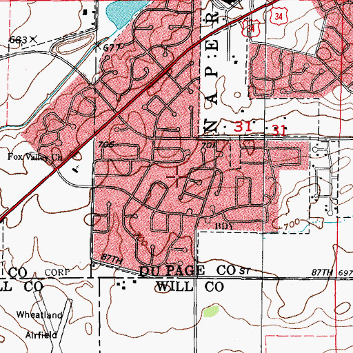 Topographic Map of Crescent Park, IL