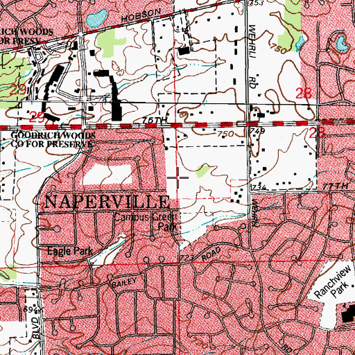 Topographic Map of Meadow Glens Park, IL