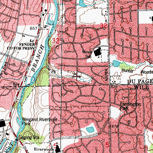 Topographic Map of Oakridge Parkway, IL