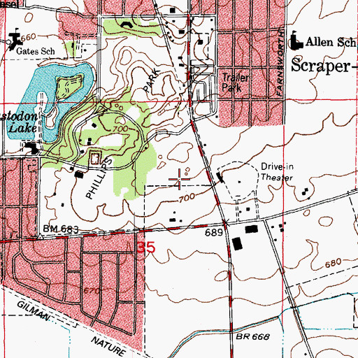 Topographic Map of Phillips Park Golf Course, IL