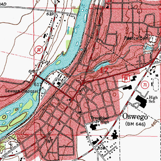 Topographic Map of Oswego Public Library, IL