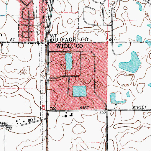 Topographic Map of Wheatland Industrial Park, IL