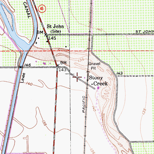 Topographic Map of Stony Creek, CA