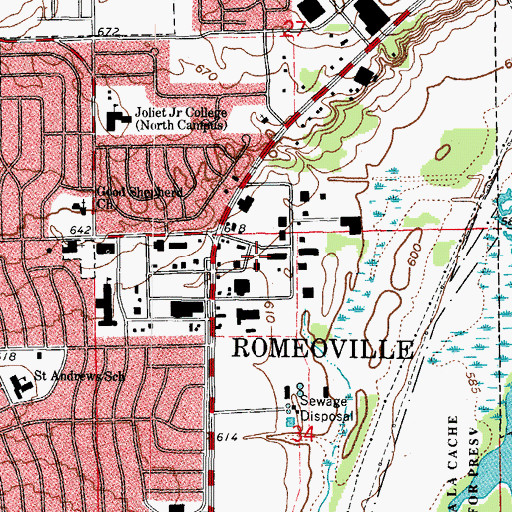 Topographic Map of Hampton Industrial Park, IL