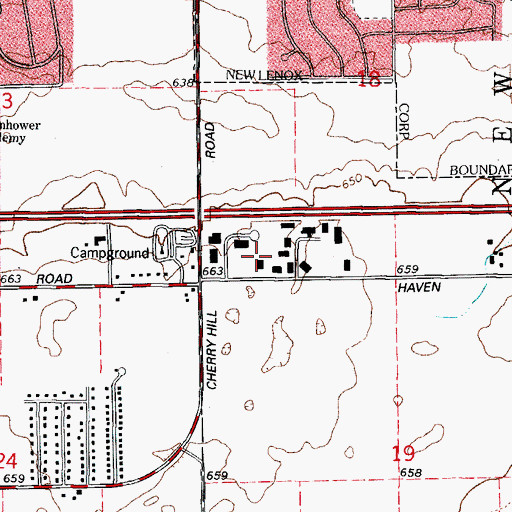 Topographic Map of Cherry Hill Industrial Park, IL