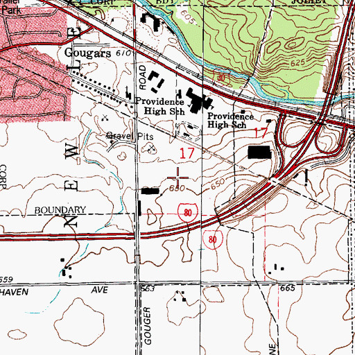 Topographic Map of Ferro Industrial Park, IL