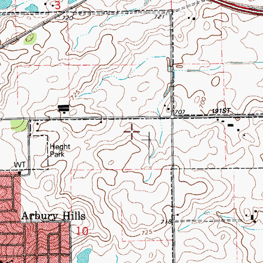 Topographic Map of Corporate Corridors, IL