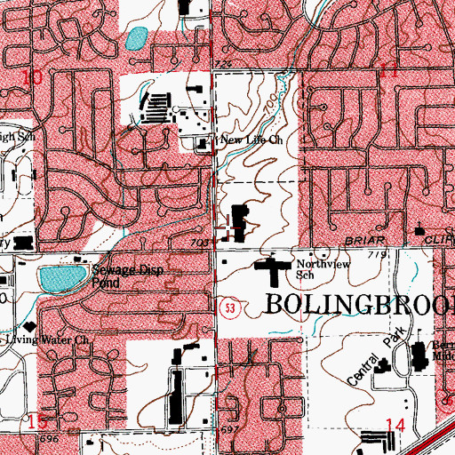 Topographic Map of Briar Square Shopping Center, IL