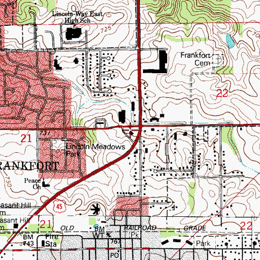 Topographic Map of Frankfort Crossing Shopping Center, IL