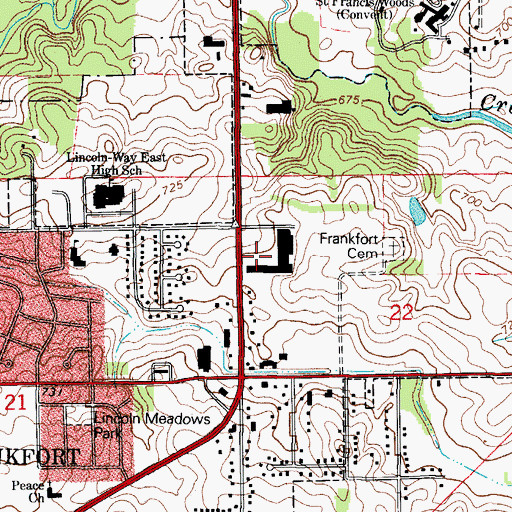 Topographic Map of Frankfort Town Center Shopping Center, IL