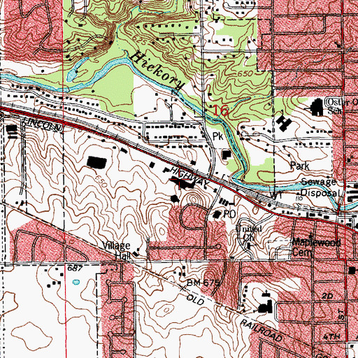 Topographic Map of Lincoln Way Center Shopping Center, IL