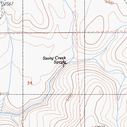 Topographic Map of Stony Creek Spring, CA