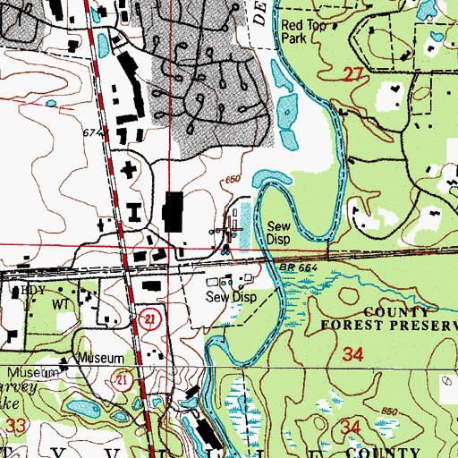 Topographic Map of Libertyville Wastewater Treatment Plant, IL