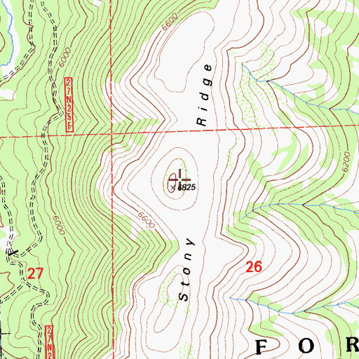 Topographic Map of Stony Ridge, CA