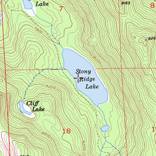 Topographic Map of Stony Ridge Lake, CA