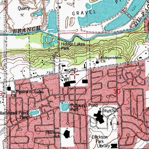 Topographic Map of Riverwoods Plaza Shopping Center, IL