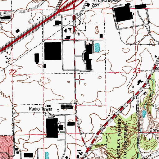 Topographic Map of South Commons Shopping Center, IL