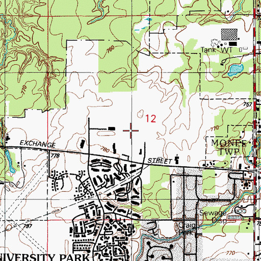 Topographic Map of Thornwood Mall Shopping Center, IL