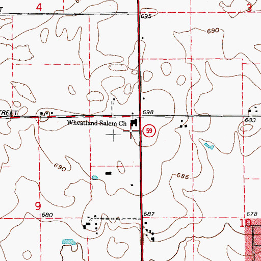 Topographic Map of Wheatland Marketplace Shopping Center, IL