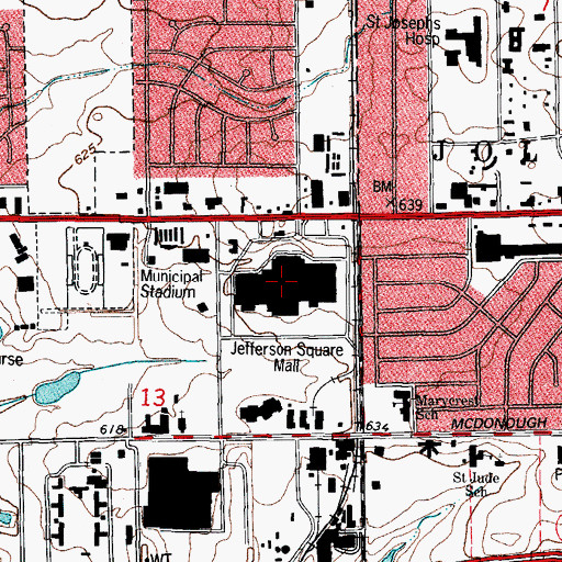 Topographic Map of Wilderness Mall Shopping Center, IL