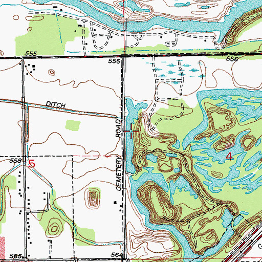 Topographic Map of Dinosaur Lake, IL