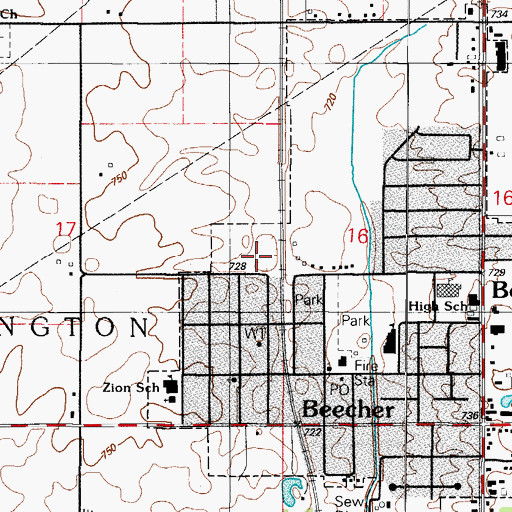 Topographic Map of Lions Park, IL