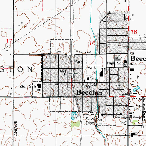 Topographic Map of Depot Park, IL