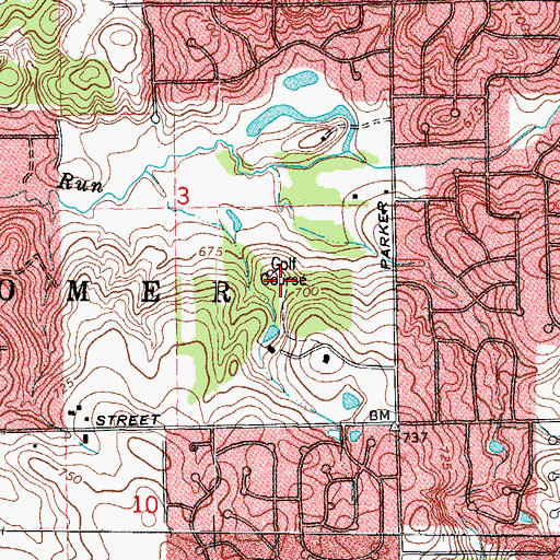 Topographic Map of Old Oak Country Club, IL